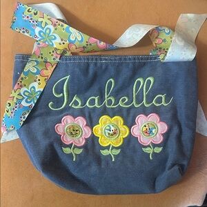 Personalized Isabella Embroidered Floral Crossbody Bag - Navy